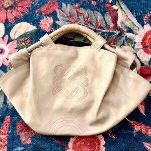Loewe Cream Leather Shoulder Bag
